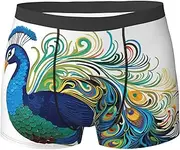 [QMNEHJ] Peacock Pattern Men's Boxer Briefs Breathable Stretch Underwear Moisture-Wicking Trunks for Men