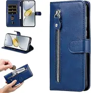 Cover Compatible with Google Pixel 7 Pro 5G,Compatible with Google Pixel 7 Pro 5G PU Leather Card Slot Flip Stand Zipped Wallet Blue