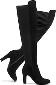 [SelenePair] Women's Over The Knee Boots Stretch Thigh High Block Mid Heel Boot Fashion Side Zip Winter Boots