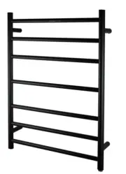 Brand New- Heated Towel Rail (Round) 7 Bar- MATT BLACK