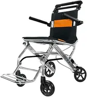 Wheelchair Portable Folding Travelling Wheelchair,Ultra Lightweight Transport Wheelchair ，Flip-Backs Arms Featherweight Wheelchair (Color : Black)