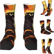 [BWLHJKE] Firefighter Fireman Flame Crew Socks Hiking Running Thick Cushion Athletic Socks Casual Calf Sock