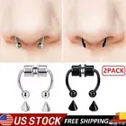 2PCS Magnetic Nose Rings Fake Septum Segment Helix Tragus Clickers Non-Piercing