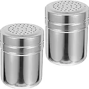 Homoyoyo 2pcs Stainless Steel Shaker Powder Jar Salt Dispenser Mini Spice Shaker for Popcorn Sugar Pepper Seasoning