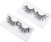 PLAFOPE 2 Pairs 3d Makeup Sequin False Eyelashes Long Thick Women's Artificial Lashes for Weddings Parties Daily Wear