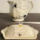 Park Chateau Halloween Spider Web Butter & Creamer Dish Ceramic New
