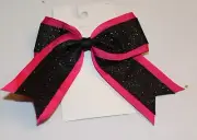 12 Cheerleader 8" Pink & Black, Big Cheer Bow
