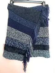 Acne Studios Kysaria Stripe Fringed Knit Cotton Wool Blend Mini Skirt size L NWT