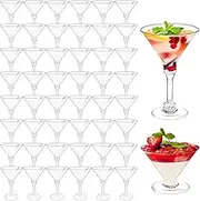 50 Pack Plastic Martini Glasses,5 oz Disposable Cocktail Glasses,Unbreakable Tall Stemed Wine Glasses for Party Wine,Champagne,Margarita