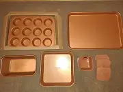 Copper Chef baking set new muffin baking loaf square tin trays 4 molds with lids