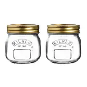 2x Kilner Genuine 250ml Glass Preserve Jar w/ Metal Lid Kitchen Container Clear