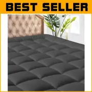 Dark Grey King Mattress Protector - Cooling Quilted Cover with 21'' Deep Pocket