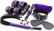 Bondaged Kit Adult Bondaged Restraints Sex, Bondage Gear Accessories BDSM Kit Bed Restraints 11pcs/Set SM Adult Handcuffs Gag Blindfold Spanking Paddle Collar Nipple Clamp Strap for Belt