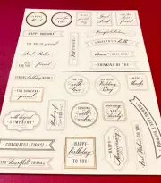 Anna Griffin All Occasion Sentiments 29 PCS in 2 Sheets + Recollection Tag/Minis