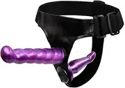 BaronHong Strap On 2 Dildos Harness for Tomboy Trans Lesbian FTM Couples(purple,M)