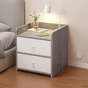 Bedside Table Wooden Nightstand,Small 2 Drawer Dresser, with Open Storage, Small Bedside Cabinet Storage Side Table for Living Room Bedroom Office
