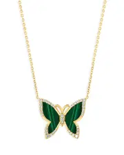 Bloomingdale's Fine Collection Malachite & Diamond Butterfly Pendant Necklace in 14K Yellow Gold, 16