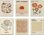 Flower Market Poster yayoi kusama poster Matisse Wall Art Prints Set of 6 Boho Art Prints Danish Pastel Colorful Floral Wall Decor for Bedroom Bathroom Living Room Decoration（8 x 10 inch Unframed） style (3)