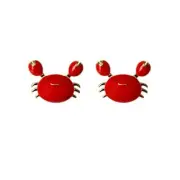 Cute Tiny Red Crab Stud Earrings Enamel Sea Animal Beach Earrings for Women Girl