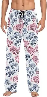 [AIXIWAWA] Mens Pajama Pants-Coral Pattern, Soft Sleep Lounge Pajamas Bottoms with Pockets Drawstring S