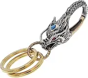 Vintage Chinese Dragon Keychain for Men,Feng Shui Good Luck Brass Key Chains Charms Keys Ring Holder for Safety Lucky Wealth