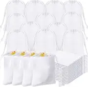 Sweetude 100 Pieces Velvet Drawstring Bags Jewelry Pouches for Christmas 2.76 x 3.54 Inches Wedding Mini Gift Bags Small Wrap Bags for Christmas, Wedding, New Year, Party Favors (White)
