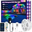 30M RGB+IC Outdoor Led Strip Lights Waterproof Led Light Strips with RF Remote &