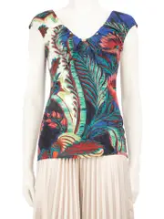 V-Neck Abstract Pattern Top
