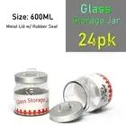24x Glass Jar 600ml Rubber Seal Lid Kitchen Food Storage Container Jars Canister