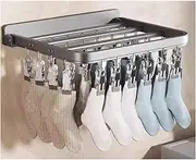 Towel Shelf Wall Mount Towel Rack with Double Towel Bar[fold] Bathroom Storage Organizer Shelf SUS304 Stainless Steel Brushed Finish (Color : Gray, Size : D 4 * 34 * 23cm)