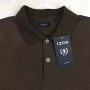 IZOD 1/4 Button Up Sweater Shirt Mens XL Brown Long Sleeves NWT!