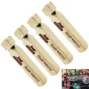4 Pack 8.5" Wooden Steam Whistle Train Engine Lovers Kids Toy Railroad Sound