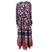 NEW Old Navy Maxi Dress Large Floral Blue Rust Lightweight Long Sleeve Peasant