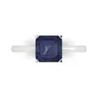 2ct Asscher Cut Blue Sapphire Wedding Promise Engagement Ring 14k White Gold