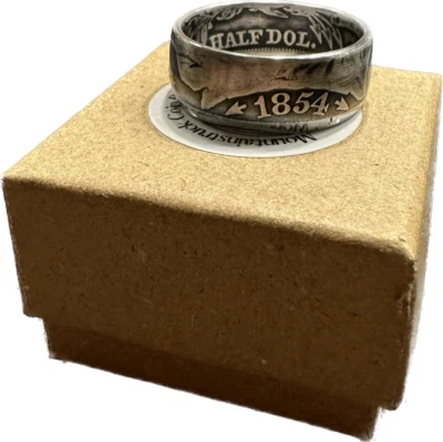 Antique US Silver Seated Liberty Half Dollar Coin Ring Jewelry NEW