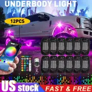 12x RGB LED Pod Rock Light Kit Underbody Glow Neon Lamp Bluetooth Remote Control
