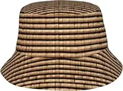 [YANYU] Wicker Woven Pattern Print Winter Sun Hats for Unisex Bucket Hat Sun Protection Beach Fishing Activities Hat Black, Black, One Size