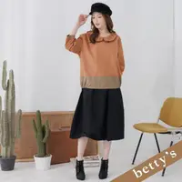 在飛比找momo購物網優惠-【betty’s 貝蒂思】素色鬆緊綁帶拼接蛋糕九分裙(黑色)
