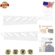 Efficient Wall Mounted Coat Rack - 5 Hooks in Elegant White Bamboo Design