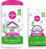 All Purpose Wipes by Dapple Baby, Plant Based & Hypoallergenic Cleaning Wipes, Hint of Lavender, 75 Count Canister + 30 Count (Pack of 1)