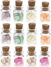 VGOL 12Pcs Miniature Glass Bottles Tiny Glass Jars Mini Fruit Simulation Scene Decorative Accessories for DIY Dollhouse Making Kitchen Living Room