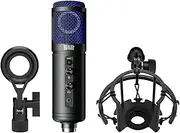512 Audio by Warm Audio Tempest - Large Diaphragm Studio Condenser USB Microphone + Stand + Shock Mount for Recording and Streaming