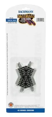 Bachmann HO Scale Nickel Silver/Gray Roadbed EZ-Track 45-Degree Crossing