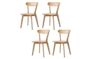 Wood Dining Chairs Set of 4 Farmhouse Kitchen Chairs with Backrest Wooden Dining Room Chairs Stackable Dining Chairs Natural