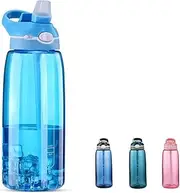 DEARART 1000ml Water Bottle With Straw BPA FREE Hidden Mouth, Clear Bottles Has Handle Suit Spors Travel School Gym Office For Boys Student Men, Light Blue