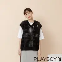 在飛比找momo購物網優惠-【PLAYBOY】緹花毛衣背心(黑色)