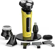 Electric Razor for Men, 2024 Men's Electric Shavers Rotary, LED Display-IPX7 Waterproof-Rechargeable, Electric Shaver for Men Cordless 5 in 1-3D Floating Head Replaceable Blades-Gifts for Men, Yellow