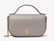 TORY BURCH Limited Edition Leather Chain Crossbody Satchel ~NWT~ Gray Heron