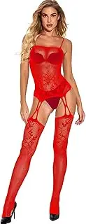 [RUIBAVYA] Women Fishnet Bodysuit Cut Out Bodystocking Full Body Stocking Fishnet Lingerie Body Stockings For Women Sexy