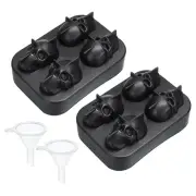 Skull Ice Cube Mold(Set of 2),Black Silicone Ice Cube Tray with Funnel